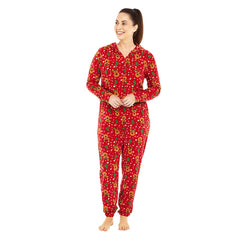 A2Z Men Womens Xmas Micro Fleece Hooded Soft Warm All in One Festive Pyjamas