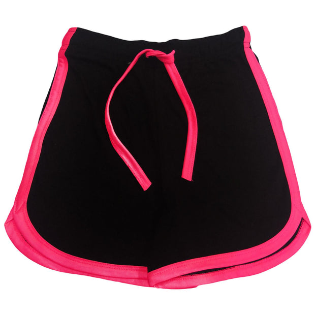 Kids Girls Shorts 100% Cotton Contrast Taped Summer Black Top & Hot Shorts Outfit Set New Age 5 6 7 8 9 10 11 12 13 Years