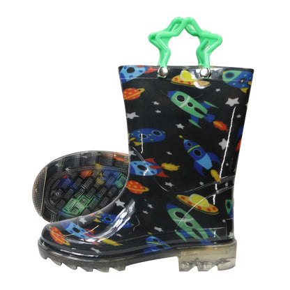 A2Z 4 Kids Boys Girls Wellington Boots Space Rocket Wellies PVC Waterproof Shoes