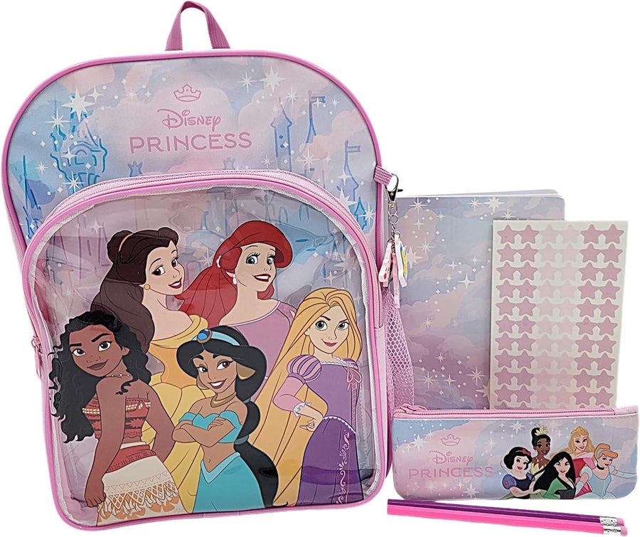 Disney Princess Girls School Backpack With Pencil Case Notebook Pencils Stickers