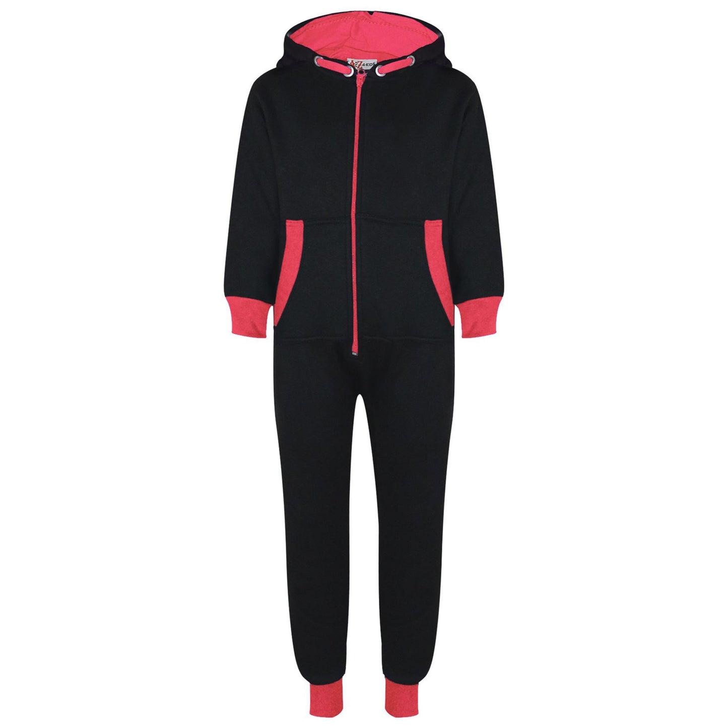 A2Z 4 Kids Girls Neon Pink Contrast Fleece Onesie All In One Jumsuit Playsuit Nightwear New Age 2 3 4 5 6 7 8 9 10 11 12._13 Years