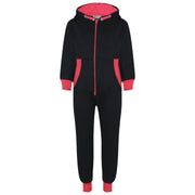 A2Z 4 Kids Girls Neon Pink Contrast Fleece Onesie All In One Jumsuit Playsuit Nightwear New Age 2 3 4 5 6 7 8 9 10 11 12._13 Years