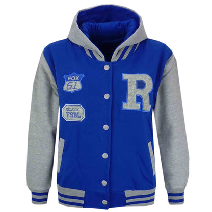 Kids Baseball Hooded R Fashion NYC/FOX Jacket Long Sleeve Coat Girls Boys 2-13Yr