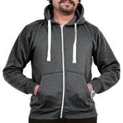 Mens Fleece Plain Zipper Hooded Long Sleeve Sweatshirt For Adults S-4XL