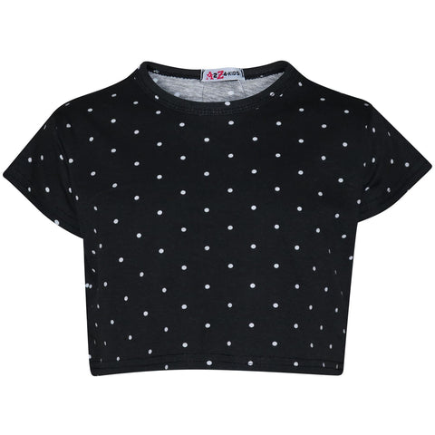 A2Z 4 Kids Girls Crop & Shorts Polka Dot Trendy Fashion Outfit Age 5-13 Years