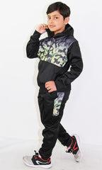 Kids Boys Girls Tracksuit Camouflage Panelled Hooded Top & Bottom Jogging Suits