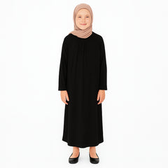 Kids Girls Plain Abaya Modest Muslim Prayer Dress Islamic Jilbab Robe Burkha