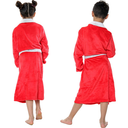 Kids Soft Fleece Bathrobe Dressing Gown Hooded Swim Beach Girls Boys 2-13 years
