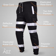 A2Z High Visibility Safe Work Pants Reflective Sweatpants Hi Vis Viz Cargo Joggers Slim Fit Jogging Bottoms Casual Trousers Workout Safety Trouser For Men's Small Medium Large XL 2XL 3XL 4XL - A2Z 4 Kids