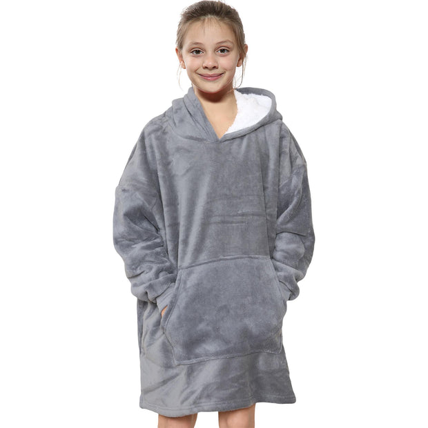 Kids Girls Boys Ultra Soft Oversized Hoodie Snuggle Plush Sherpa Fleece Lining