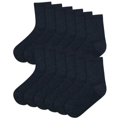 Kids Boys Girls Back to School Cotton Rich Plain Ankle School Socks Pack 6