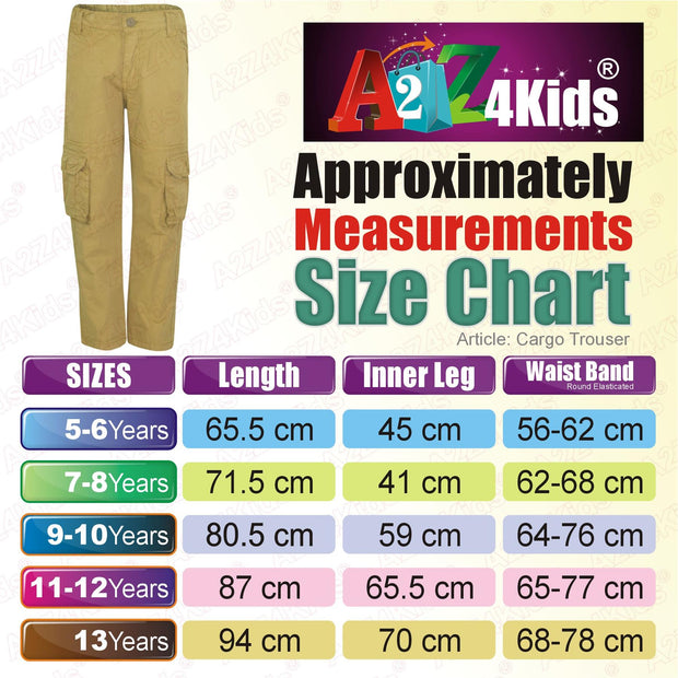 A2Z 4 Kids Boys Trouser Designer Youth BDU Ranger 6-Pocket Stone Combat Cargo Trousers Fashion Pants Age 5 6 7 8 9 10 11 12 13 Yr