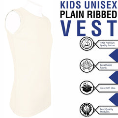 Kids Girls Ribbed Vest Top 100% Thick Cotton Fashion Tank Tops T Shirt 2-13 Year