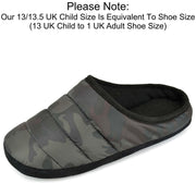 A2Z 4 Kids Girls Boys Camouflage Mule Slippers Quilted Puffa Slip-On House Shoes - A2Z 4 Kids