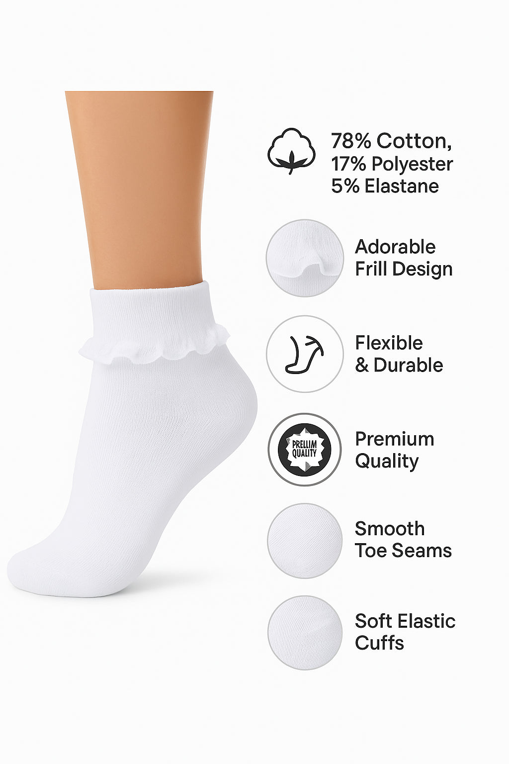 Kids Girls 3 Pack Frilly Lace Ankle Cotton Socks School Party Lace Trim Socks