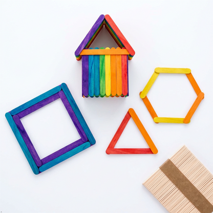 A2Z Assorted Wooden Craft Sticks 100 Pack Colour Popsicle Art Supplies 19cm