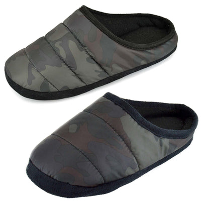 A2Z 4 Kids Girls Boys Camouflage Mule Slippers Quilted Puffa Slip-On House Shoes - A2Z 4 Kids