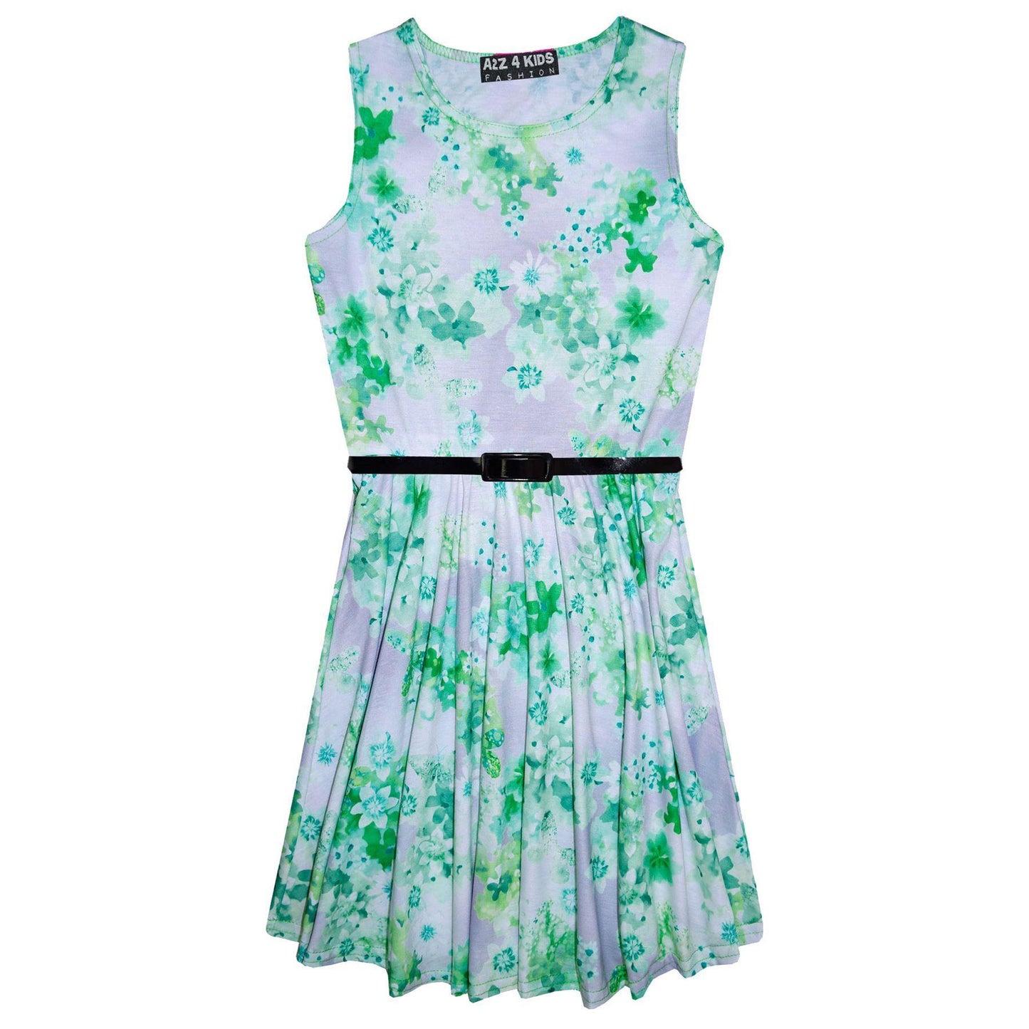 Girls Skater Dress Kids Mini Floral Print Summer Party Dresses Age 7-13 Years