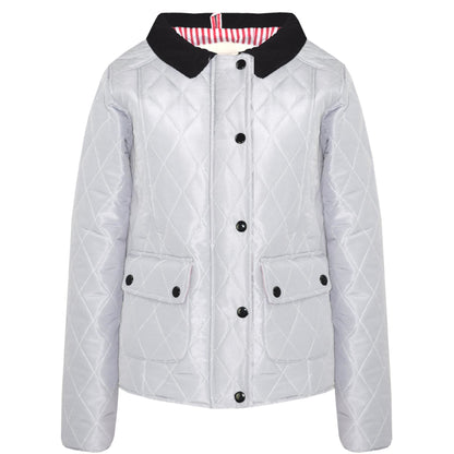 Kids Jackets Girls Quilted Padded Collar Buttoned Zipped Jacket Age 5-13 Years