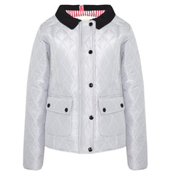 Kids Jackets Girls Quilted Padded Collar Buttoned Zipped Jacket Age 5-13 Years