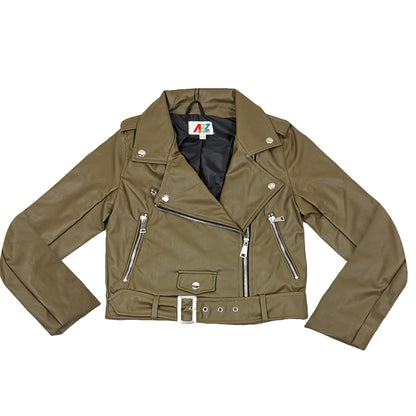 A2Z 4 Kids Girls PU Leather Jacket Zip Up Biker Trendy Belted Coats 5-13 Years