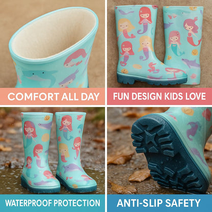A2Z 4 kids Girls Mermaid Wellington Wellies Childrens Waterproof PVC Rain Boots
