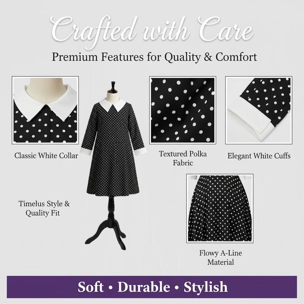 A2Z 4 Kids Girls Swing Dress Long Sleeve Peter Pan Collar Gothic Girl Dress