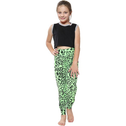 Kids Girls Ali Baba Style Leopard Harem Trouser Leggings Pants Age 5-13 Years