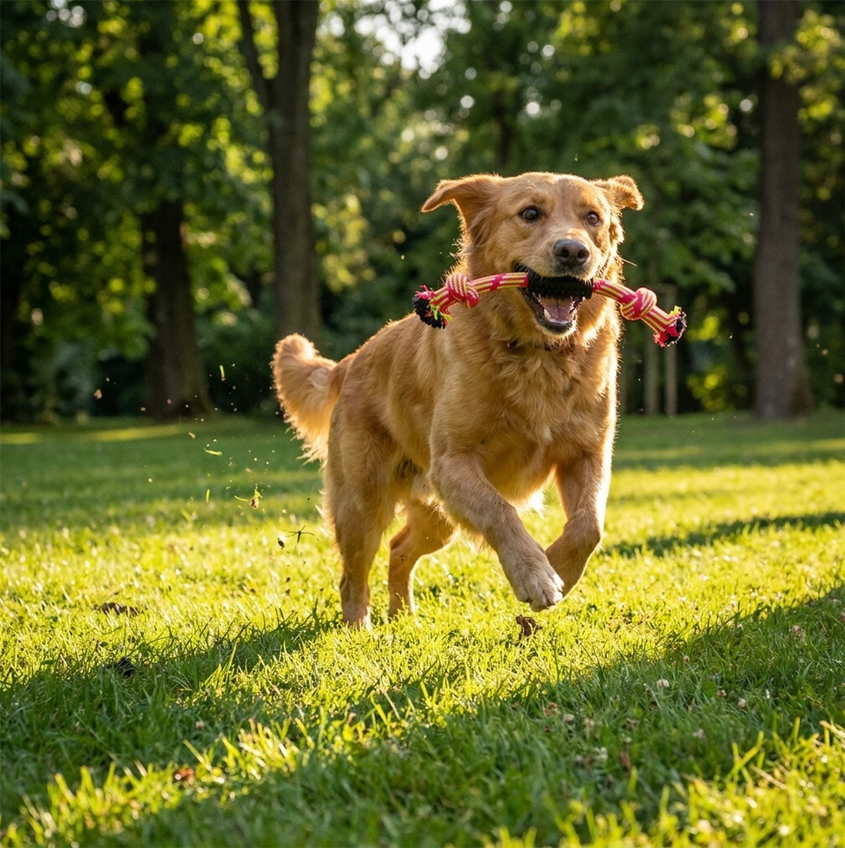 A2Z Knotted Dog Rope Chew Toy With Rubber Grip For Tug And Fetch Play