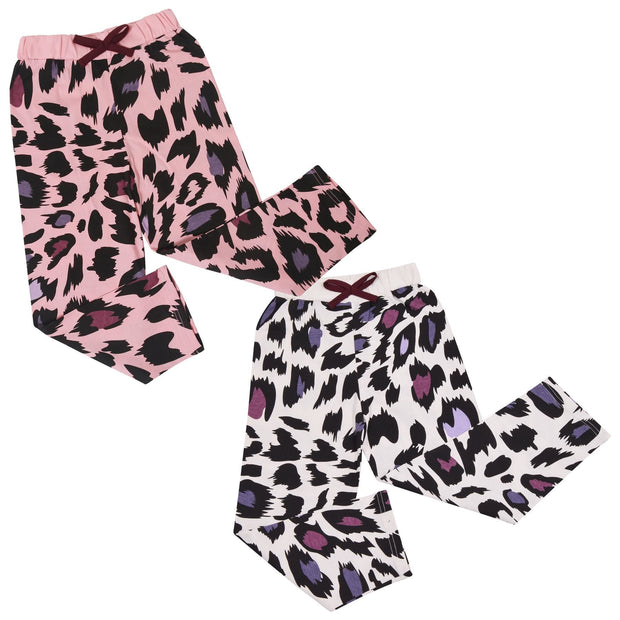 Kids Girls Goodnight Pyjamas Pack Of 2 PJs Leopard Sleepwear Loungewear Set - A2Z 4 Kids