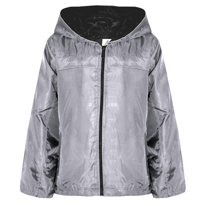 A2Z 4 Kids® Girls Boys Raincoats Jackets Kids Grey Lightweight Kag Mac Waterproof Hooded Jacket Cagoule Rain Mac Age 5 6 7 8 9 10 11 12 13 Years