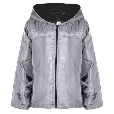 A2Z 4 Kids® Girls Boys Raincoats Jackets Kids Grey Lightweight Kag Mac Waterproof Hooded Jacket Cagoule Rain Mac Age 5 6 7 8 9 10 11 12 13 Years