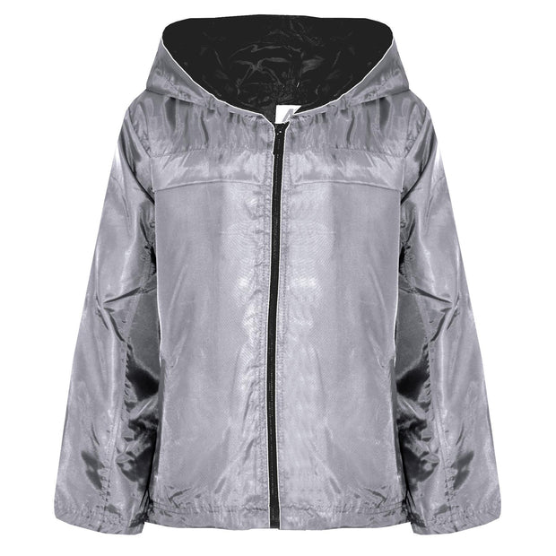 A2Z 4 Kids® Girls Boys Raincoats Jackets Kids Grey Lightweight Kag Mac Waterproof Hooded Jacket Cagoule Rain Mac Age 5 6 7 8 9 10 11 12 13 Years