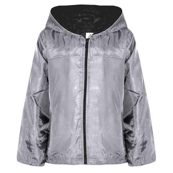 A2Z 4 Kids® Girls Boys Raincoats Jackets Kids Grey Lightweight Kag Mac Waterproof Hooded Jacket Cagoule Rain Mac Age 5 6 7 8 9 10 11 12 13 Years