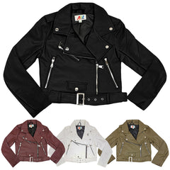 A2Z 4 Kids Girls PU Leather Jacket Zip Up Biker Trendy Belted Coats 5-13 Years