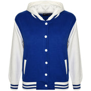 kids Girls Boys B.B Plain Hooded Jacket Varsity Classic Baseball Style Coat 2-13