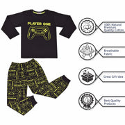 A2Z 4 Kids Player One Pyjama Set Contrast Colour PJS Matching Top Bottom Pyjamas Comfy Loungewear Dress Up Outfit Gifts for Children Girls & Boys Age 2-13 Years