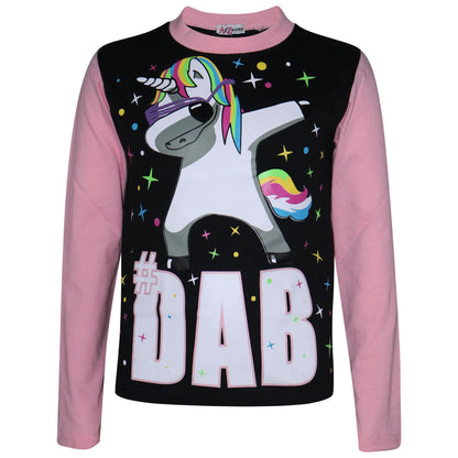 Kids Girls Pyjamas Dabbing Unicorn #Dab Floss Lounge Wear Nightwear PJS 5-13 Yrs