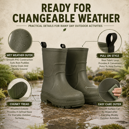 Kids Girls Wellington Wellies Non-Slip Waterproof Lightweight Rain Boots