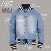 A2Z 4 Kids Boys Girls Ribbed Collar & Cuffs Denim Jacket 100% Cotton Kids Outerwear with Ribbed Hem Snap Button Closure Timeless Fashion for Everyday Adventures