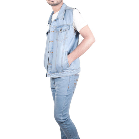 Mens Denim Jacket Sleeveless Lightweight Comfortable Outdoor Jeans Coat S-3XL