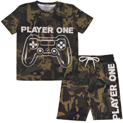 A2Z 4 Kids Short Set Camouflage Green Short Sleeve T Shirt Shorts Comfortable