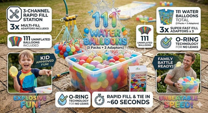 A2Z Super Fast Fill Water Balloons with Tap Adaptor 37, 111 and 555 PCS