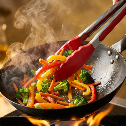 Silicone Grip Tongs Pack of 3 Heat Resistant Kitchen BBQ Cooking Serving Tongs