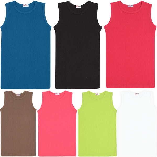 Girls Ribbed Vest  Kids Stylish Top Fashion T Shirt Age 5 6 7 8 9 10 11 12 13 Yr