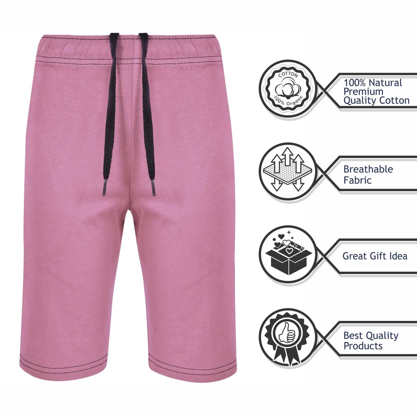 Kids Girls 100% Cotton Shorts Casual Chino Shorts Knee Length Summer Lightweight