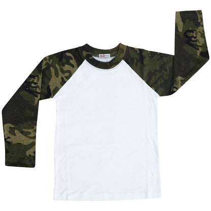 Kids Boys Girls T Shirts Plain Baseball Long Raglan Sleeves Sports Tees 2-13 Yrs