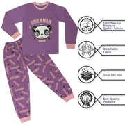 A2Z 4 Kids Girls Pyjamas Children PJs 2 Piece Set Panda Animal Dreamer Print Lilac Lounge Suit for Children Top Bottom Pyjamas Loungewear Gifts Age 2-13 Years