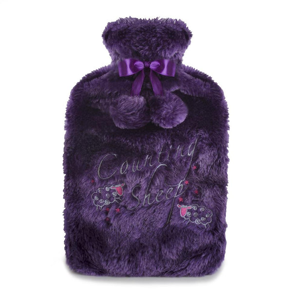 A2Z Hot Water Bottle 2 Litre Slogan Embroidered Fleece Cover Hot Water Bag
