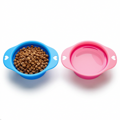 2 Pack Collapsible Silicone Dog Bowls Portable Travel Pet Feeding Bowl 550ml